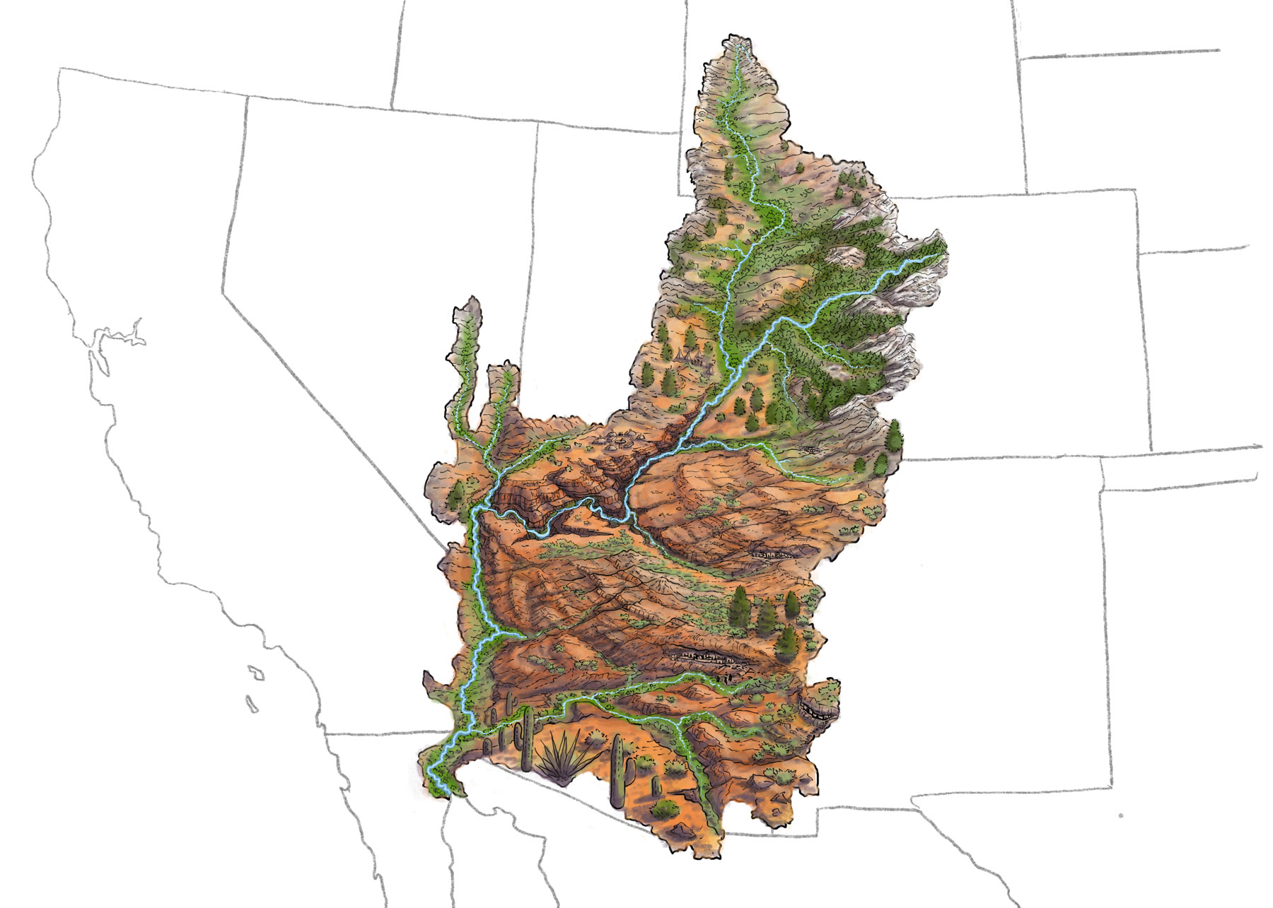 a map of the ecology of the Colorado River basin